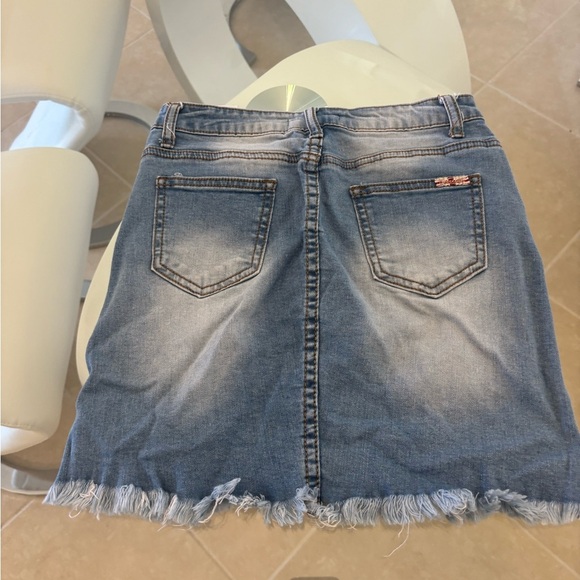 Machine Blue Distressed Mini Skirt - Picture 2 of 5